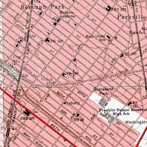 Topographic Map of Yeshiva Tifereth Elimelech, NY