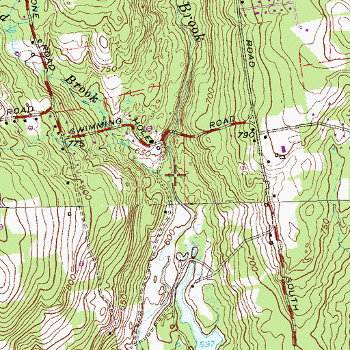 Topographic Map of Kelly Pond Brook, CT