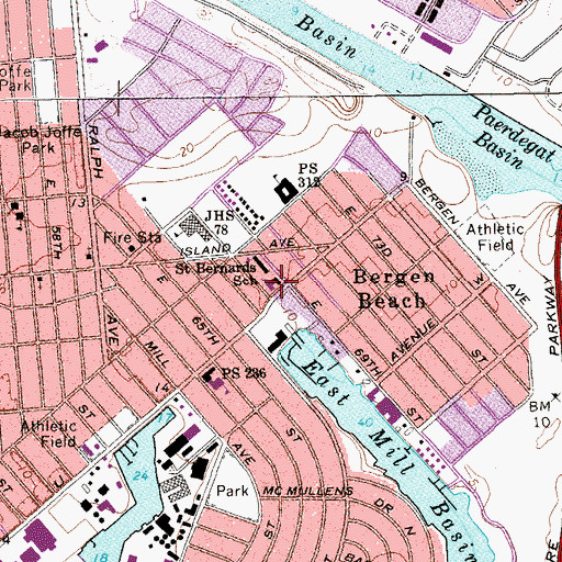 Topographic Map of Saint Bernard's Church, NY