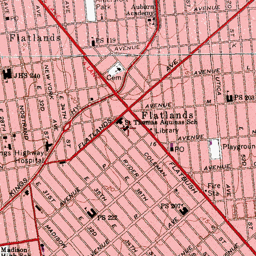 Topographic Map of Saint Thomas Aquinas Roman Catholic Church, NY