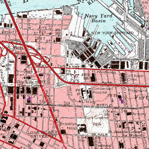 Topographic Map of Commodore John Barry Park, NY