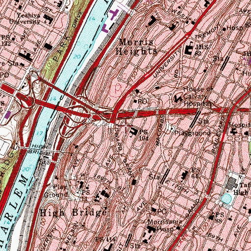 Topographic Map of Bronx-Manhattan Seventh Day Adventist School, NY