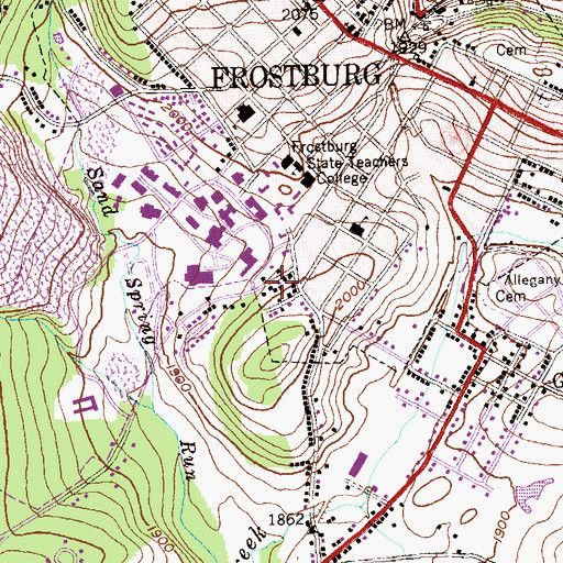 Topographic Map of Braddock House, MD