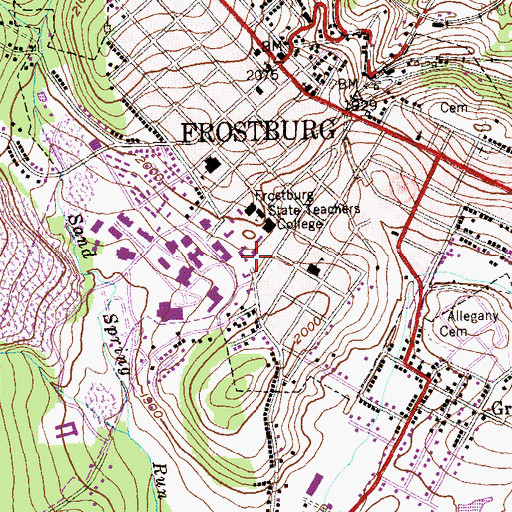 Topographic Map of Brady Health Center, MD