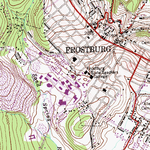 Topographic Map of Framptom Hall, MD