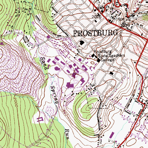 Topographic Map of Lane University Center, MD