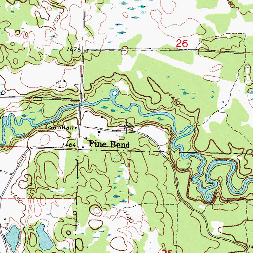 Topographic Map of Pine Bend Cemetery, MN