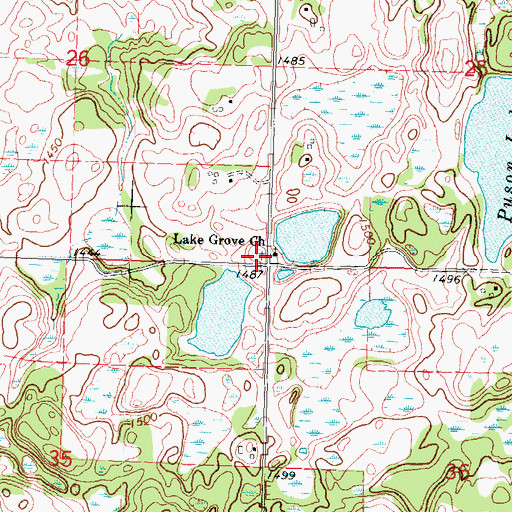 Topographic Map of Lake Grove Cemetery, MN