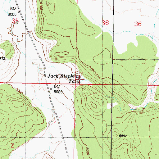 Topographic Map of Jack Stephens Tank, AZ