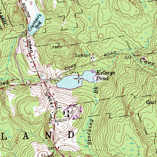 Topographic Map of Kelseys Pond, CT