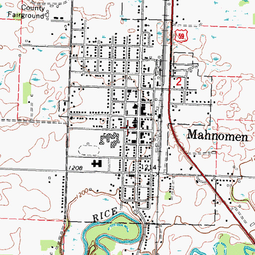 Topographic Map of Mahnomen City Hall, MN
