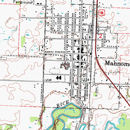 Topographic Map of Mahnomen High School, MN
