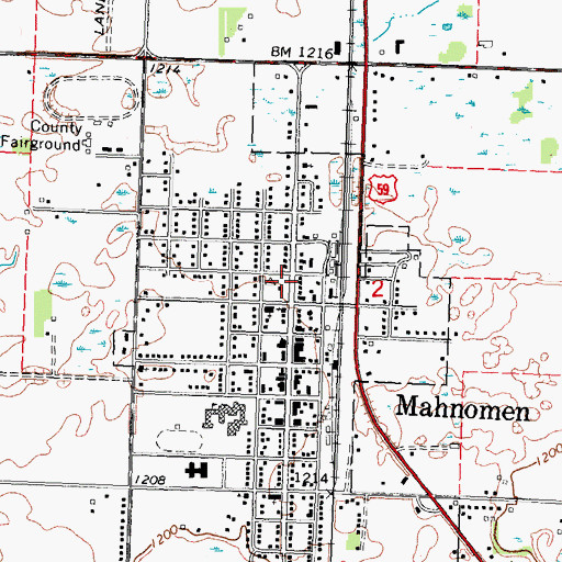 Topographic Map of Mahnomen County Courthouse, MN