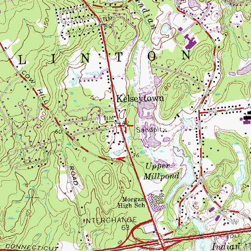 Topographic Map of Kelseytown, CT