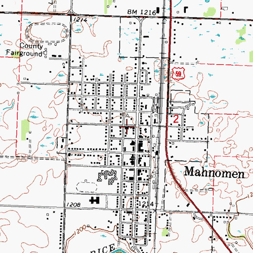 Topographic Map of First Lutheran Church, MN