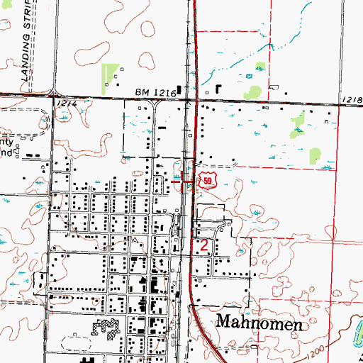 Topographic Map of Mahnomen, MN