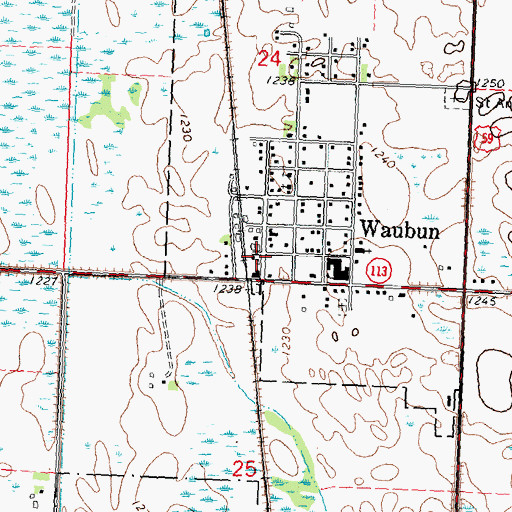 Topographic Map of Waubun, MN