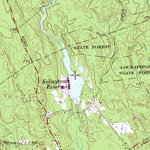 Topographic Map of Kelseytown Reservoir, CT