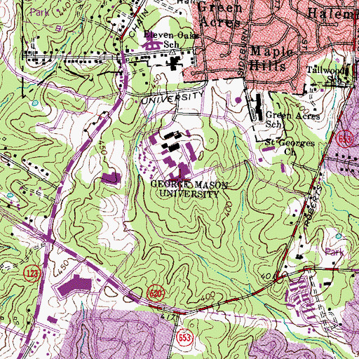 Topographic Map of George Mason Statue, VA
