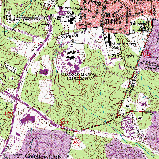 Topographic Map of George W. Johnson Center, VA