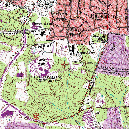 Topographic Map of Hanover Hall, VA