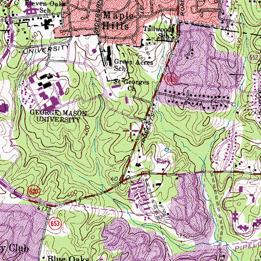 Topographic Map of Kennedy Hall, VA