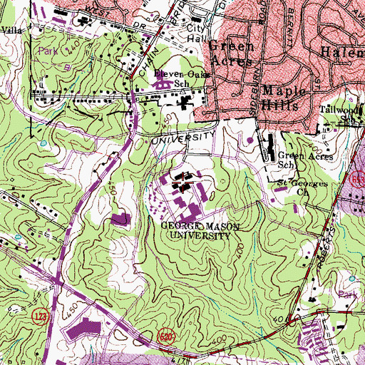 Topographic Map of Krug Hall, VA