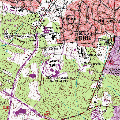 Topographic Map of Lecture Hall, VA