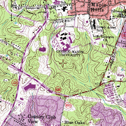 Topographic Map of Mason Hall, VA