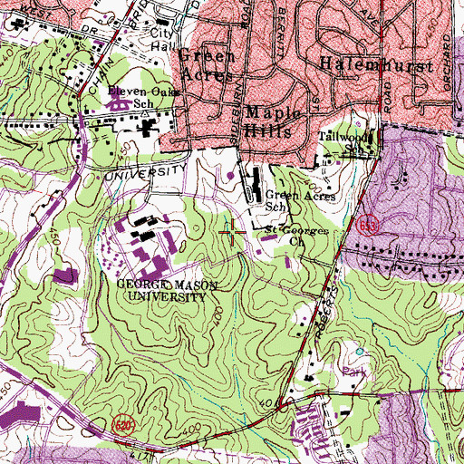 Topographic Map of Amherst Hall, VA