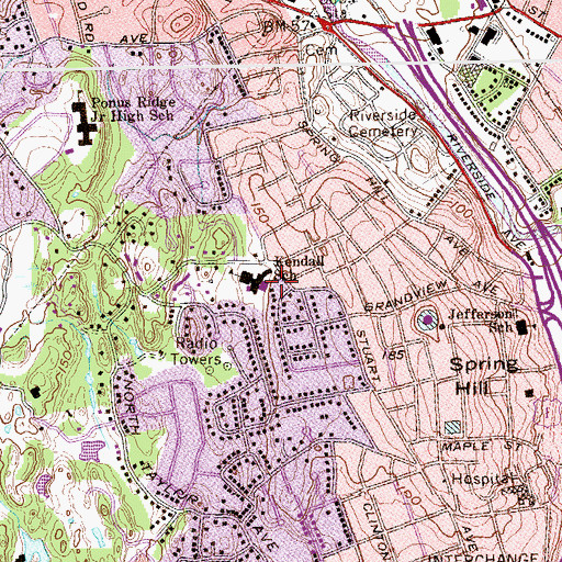 Topographic Map of Kendall Elementary School, CT