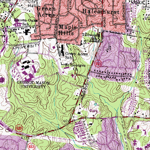 Topographic Map of Carow Hall, VA