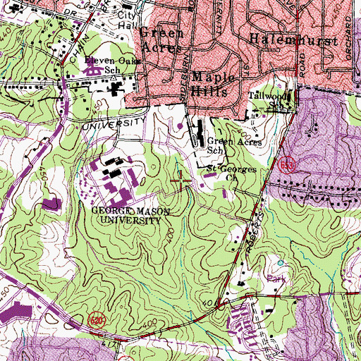 Topographic Map of Carroll Hall, VA