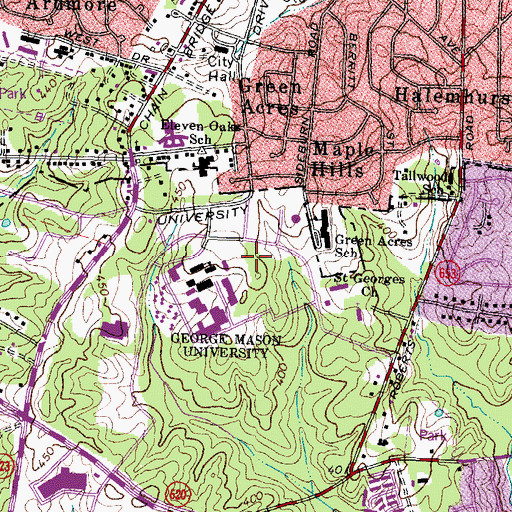 Topographic Map of Commonwealth Hall, VA