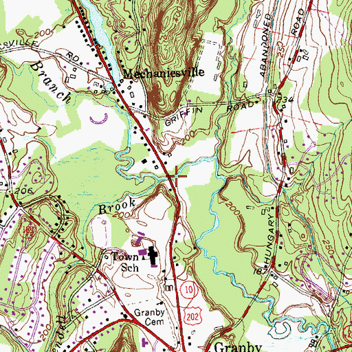 Topographic Map of Kendell Brook, CT