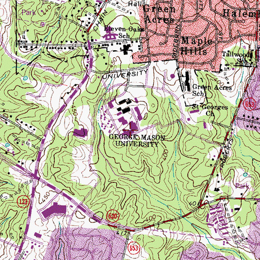 Topographic Map of Robinson Hall B, VA