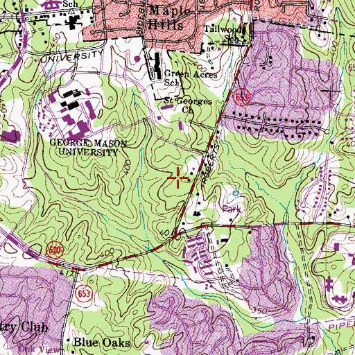 Topographic Map of Roosevelt Hall, VA