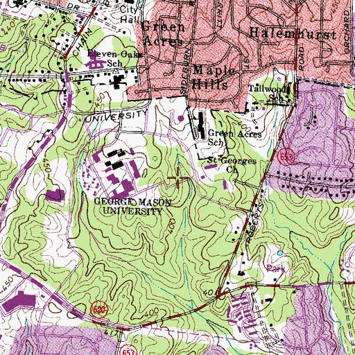 Topographic Map of Dickenson Hall, VA