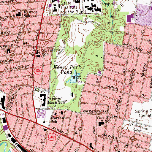 Topographic Map of Keney Park Pond, CT