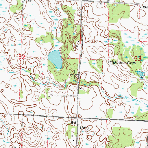 Topographic Map of Duane Post Office (historical), MN