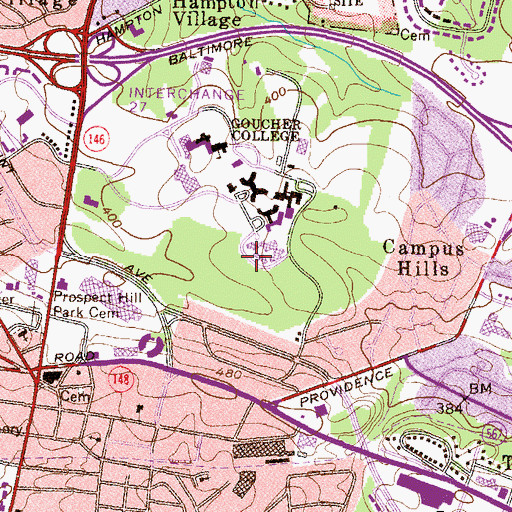 Topographic Map of Bacon House, MD