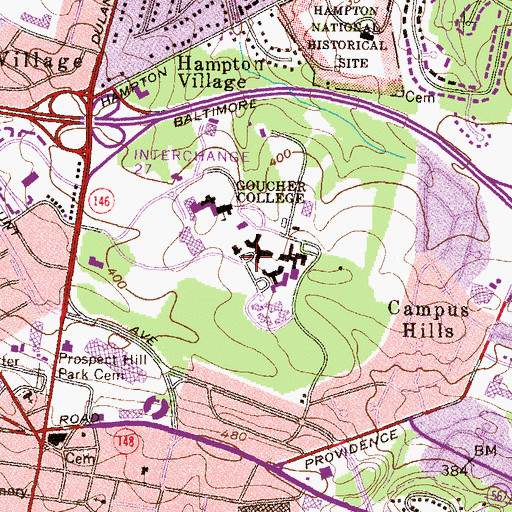 Topographic Map of Dulaney House, MD