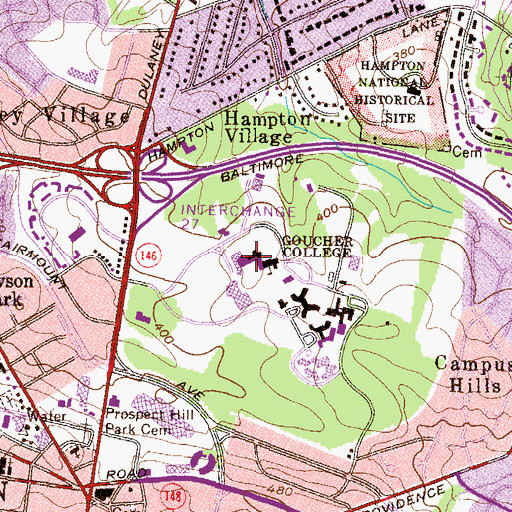 Topographic Map of Julia Rogers Library, MD