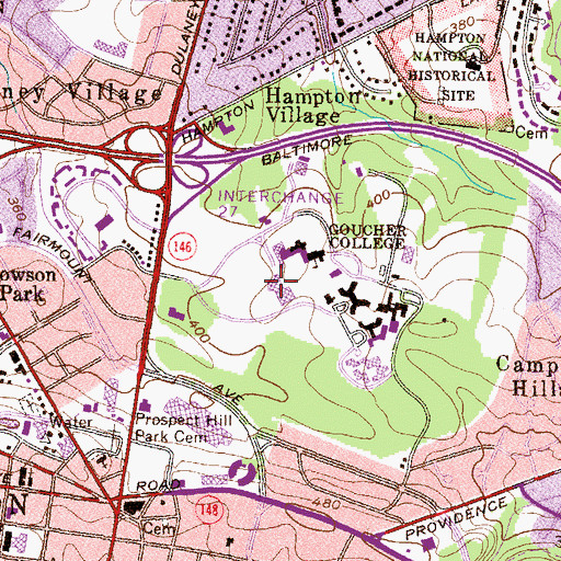 Topographic Map of Merrick Hall, MD