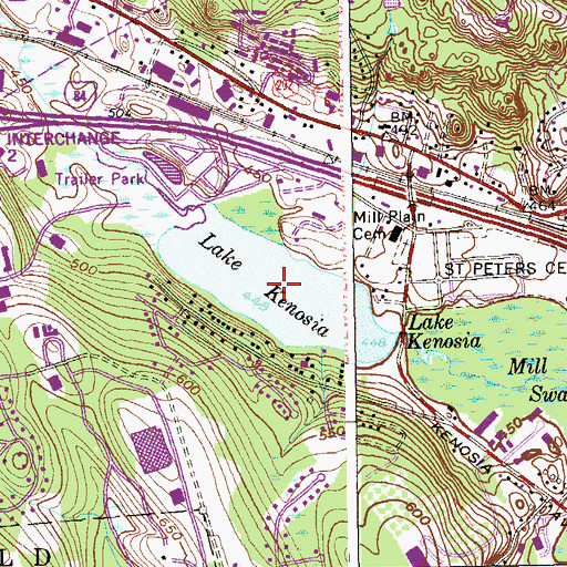 Topographic Map of Lake Kenosia, CT