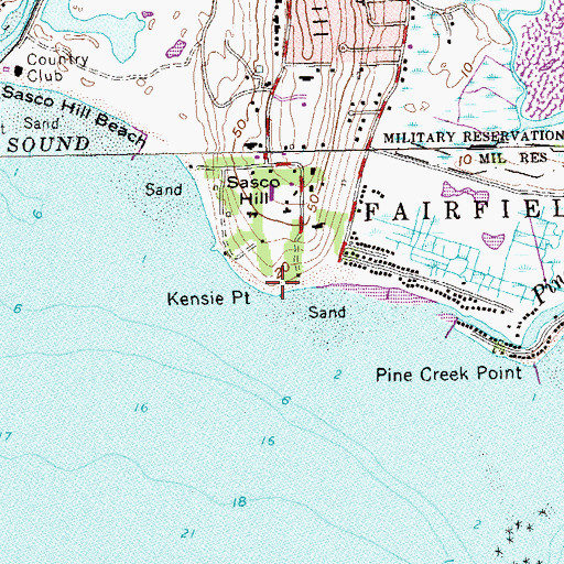 Topographic Map of Kensie Point, CT