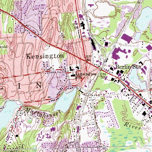 Topographic Map of Kensington School, CT