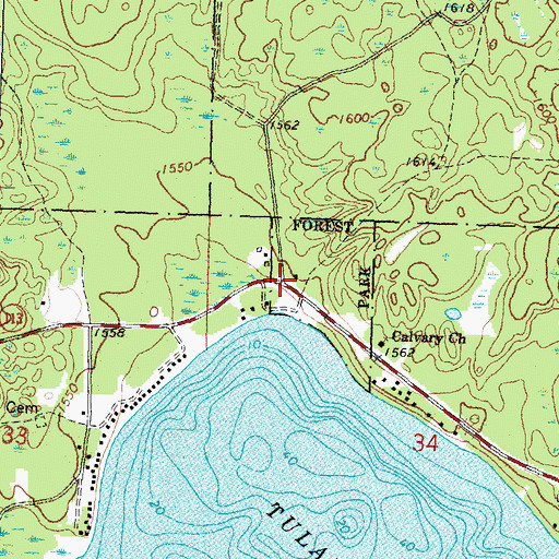 Topographic Map of Tulaby Lake Rest Area, MN