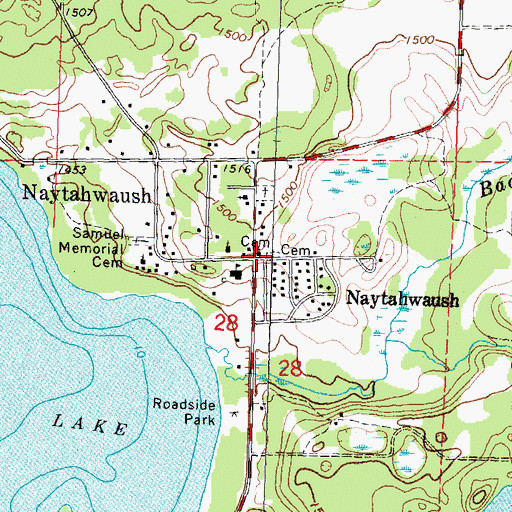 Topographic Map of Naytahwaush Post Office, MN