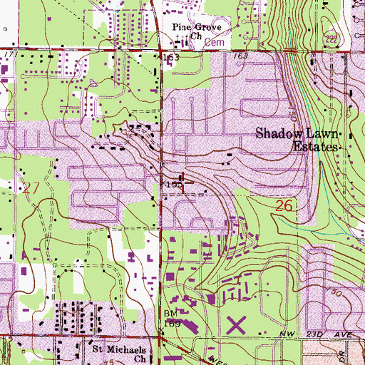 Topographic Map of Millhopper Branch Library, FL
